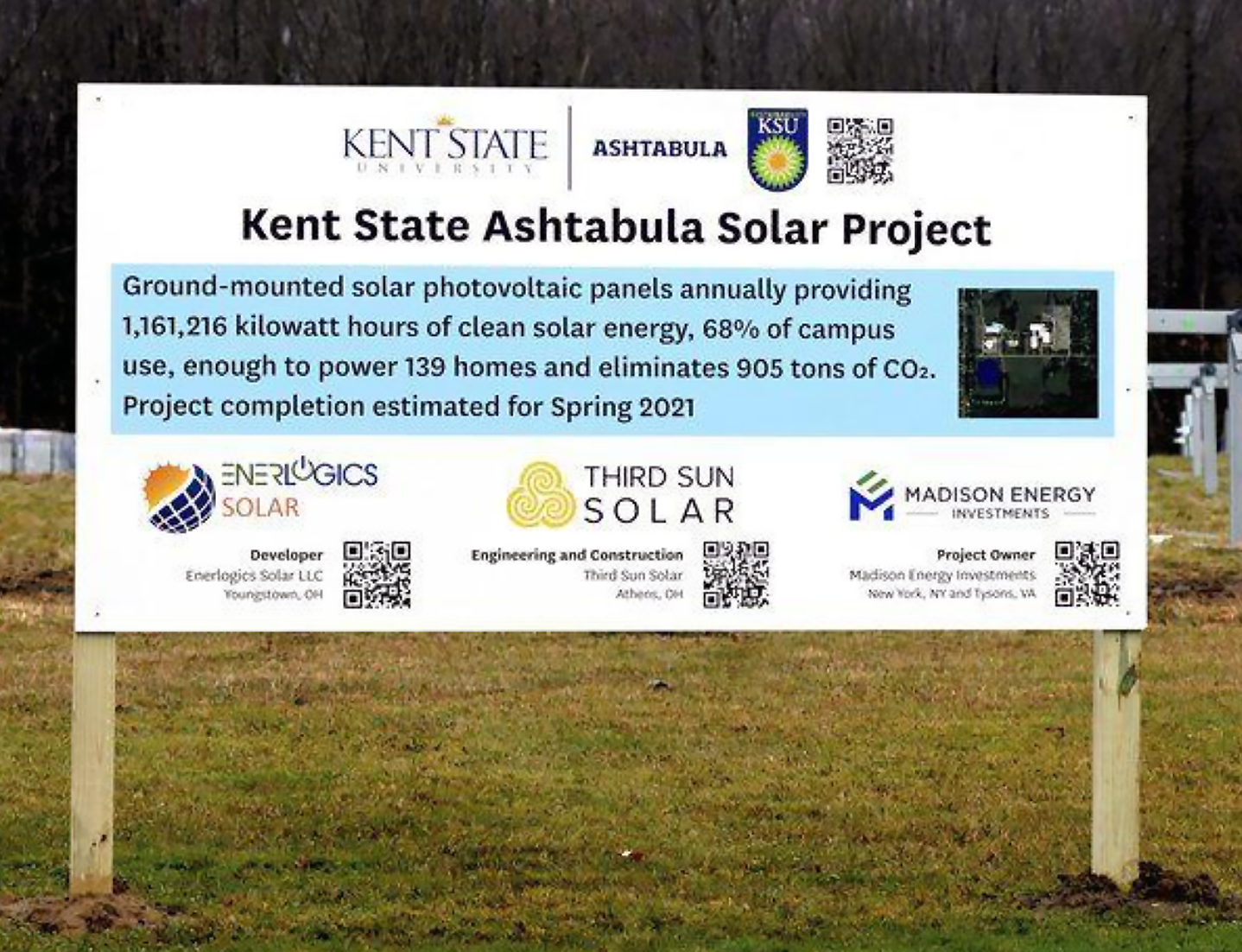 Construction Sign: Kent State Ashtabula Solar Project