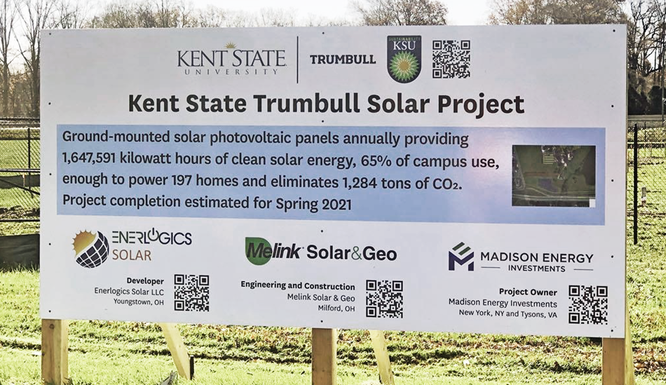 Construction Sign: Kent State Trumbull Solar Project
